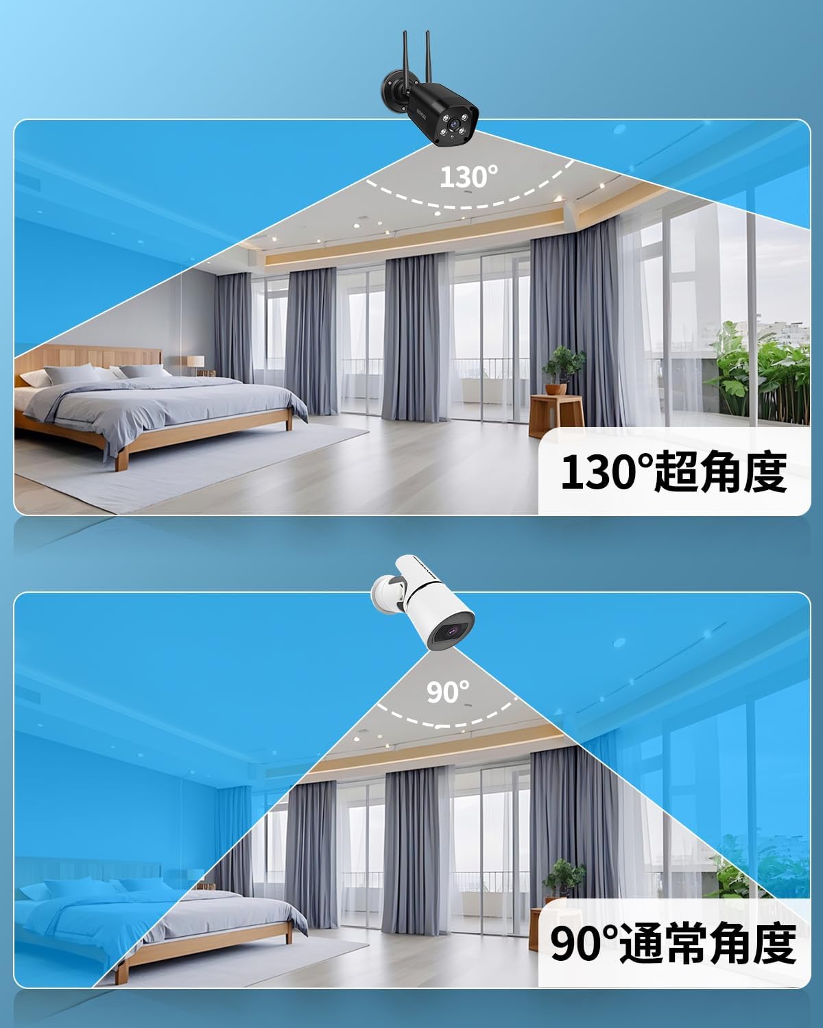 【ダブルアンテナ信号強化・双方向通話・130° 超広角】 防犯カメラ ワイヤレス 屋外 3K 500万画素4台 防犯カメラセットワイヤレス防犯カメラセット 監視カメラ モニター付き 防犯カメラセットランキング(黒)