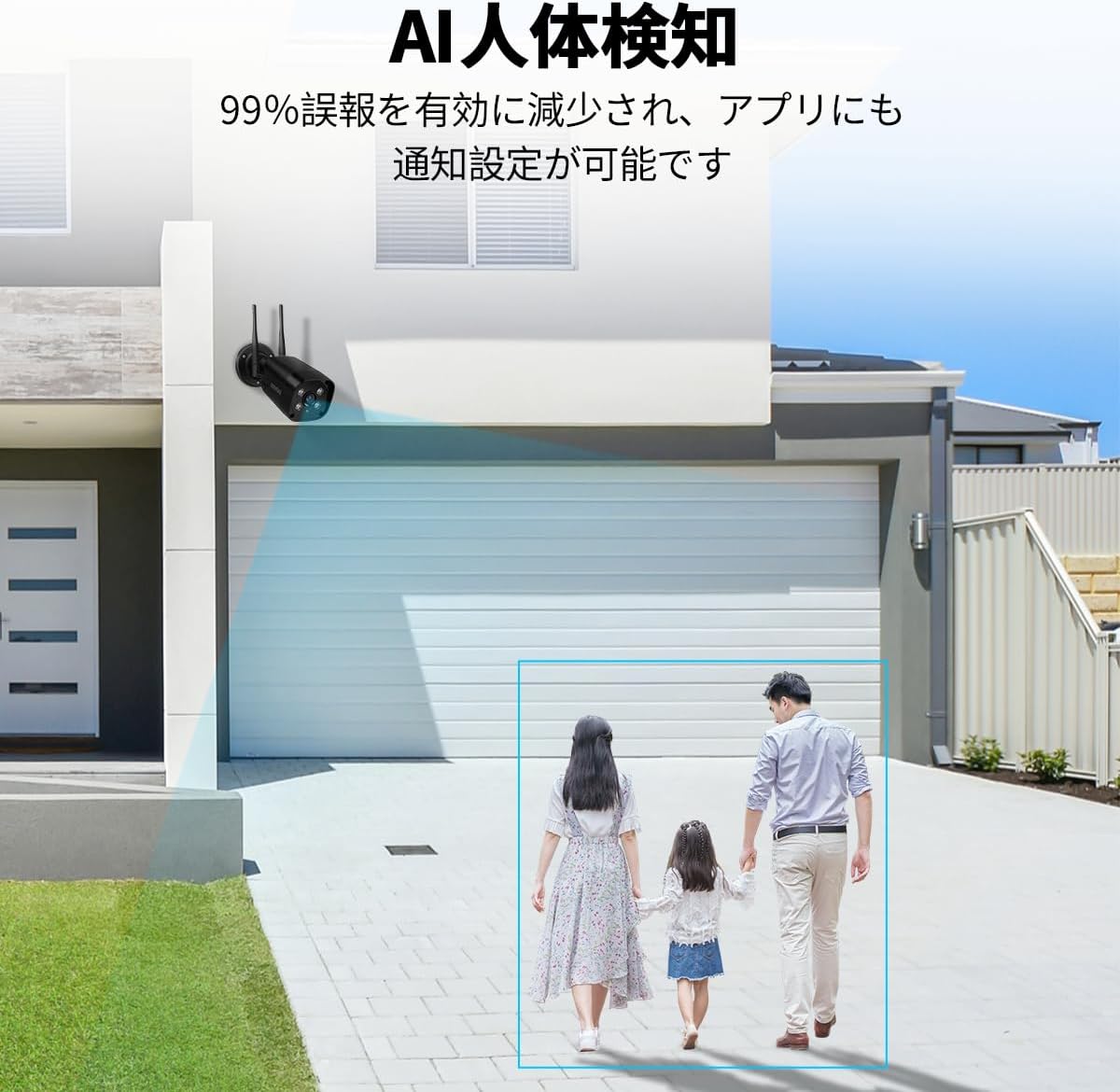 【ダブルアンテナ・双方向通話・𝟏𝟑𝟎°広角】防犯カメラ ワイヤレス 屋外 防犯カメラセット ダブルアンテナ 黒 監視カメラ 無線 監視カメラセット 4本アンテナのNVR