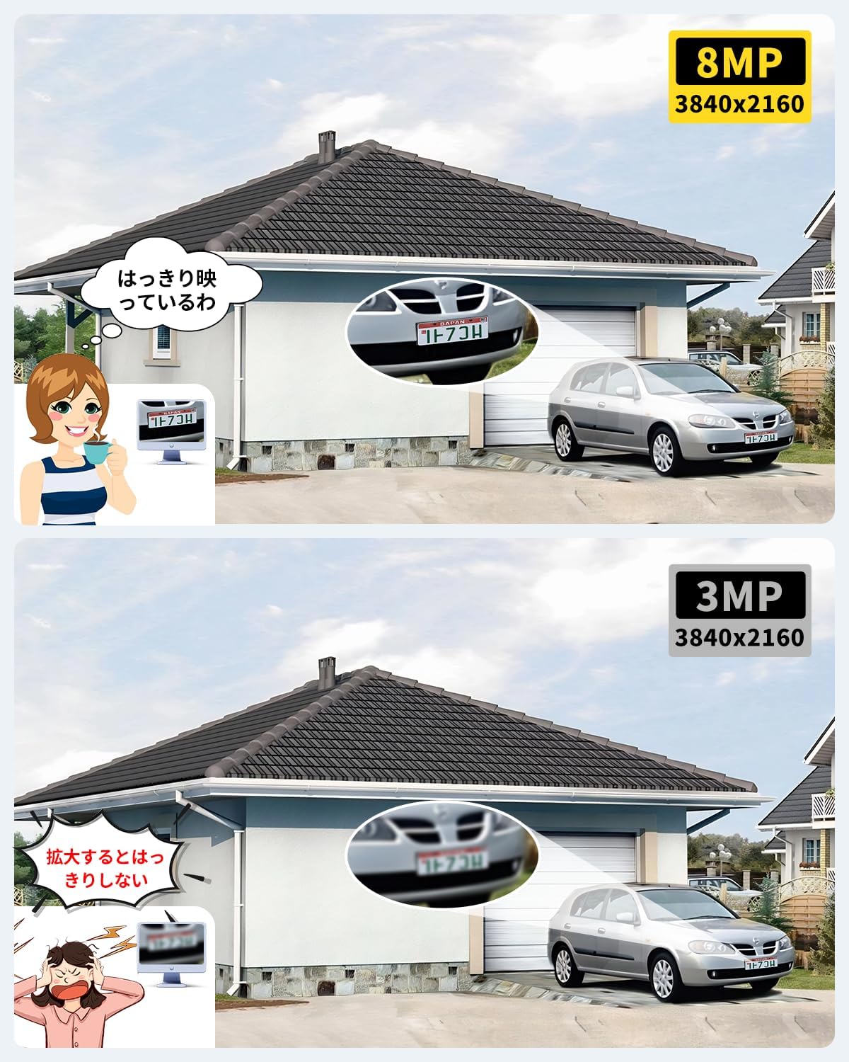 【800万画素・双方向通話・130°超広角】POE防犯カメラセット 防犯カメラ 屋外 POE給電 監視カメラ 8チャンネルの防犯システム 有線防犯カメラセット