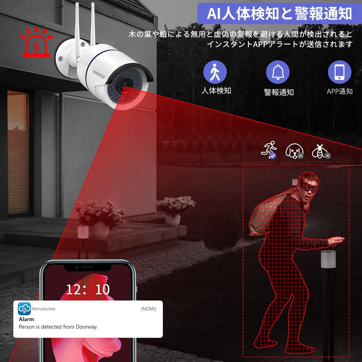 【ダブルアンテナ・𝟑𝟎メートル暗視距離】 防犯カメラ ワイヤレス モニター付き 屋外 防犯カメラセット 4台 ワイヤレス防犯カメラ モニターセット wifi防犯カメラ 無線 防犯カメラ 監視カメラ