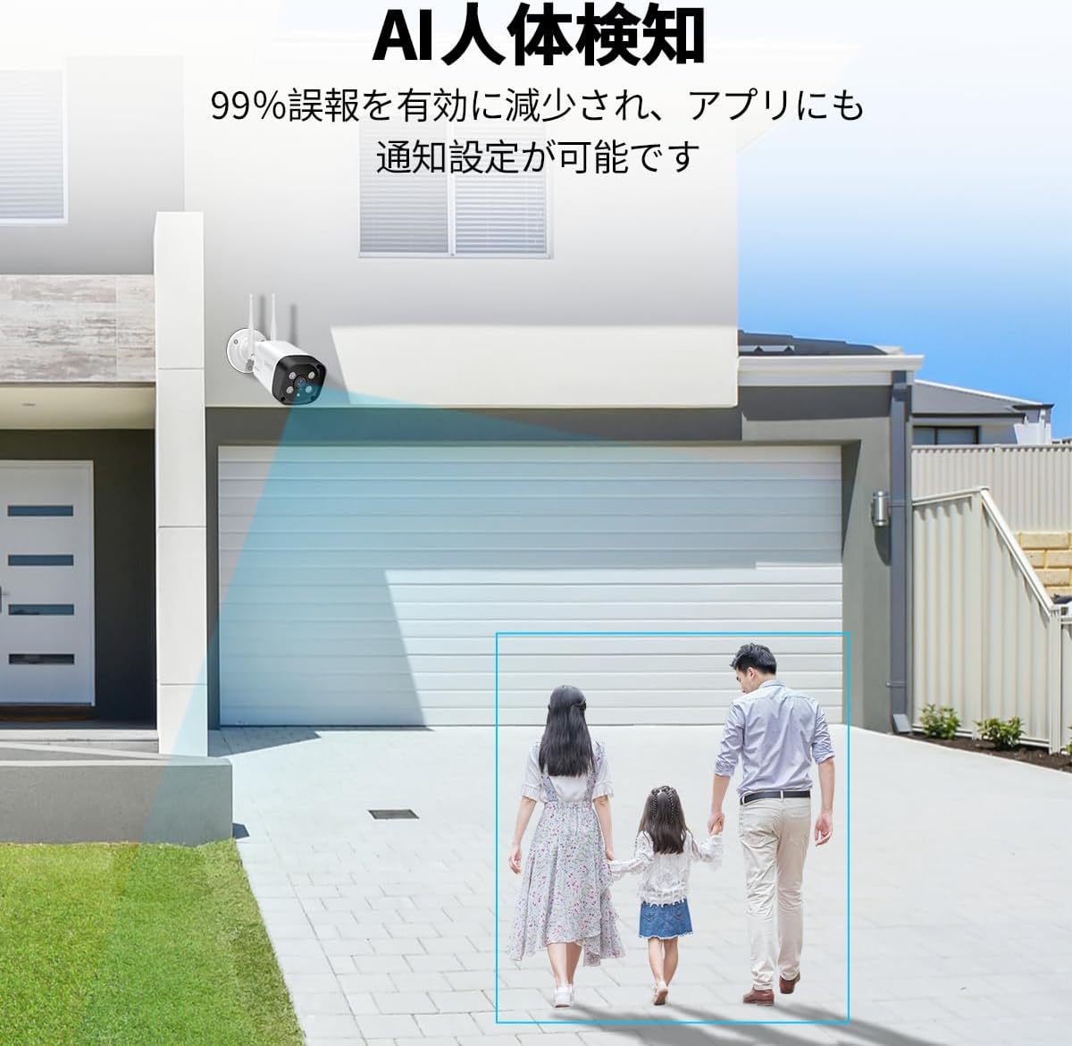 【ダブルアンテナ・双方向通話・𝟏𝟑𝟎°広角】防犯カメラ ワイヤレス 防犯カメラセット 4台 屋外 監視カメラ 無線 監視カメラセット 4本アンテナ付きのNVR