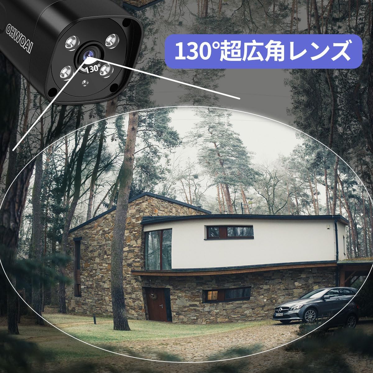 【ダブルアンテナ・双方向通話・𝟏𝟑𝟎°広角】防犯カメラ ワイヤレス モニター付き 屋外 防犯カメラセット ダブルアンテナ 黒 監視カメラ 無線 監視カメラセット