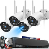 Load image into Gallery viewer, [Double antenna, two-way talk, 𝟏𝟑𝟎° wide angle] Wireless security camera, outdoor security camera set, 4 cameras, wireless surveillance camera set