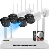 Load image into Gallery viewer, [Double Antenna, Two-Way Talk, 𝟏𝟑𝟎° Wide Angle] Wireless Security Camera Set of 4 Outdoor Surveillance Cameras Wireless Surveillance Camera Set Eligible Invoices Available NVR with 4 Antennas