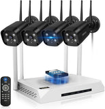 Load image into Gallery viewer, [Double antenna, two-way talk, 256° wide angle] Wireless security camera, outdoor security camera set, double antenna, black, eligible invoice can be issued, surveillance camera, wireless, surveillance camera set, NVR with 4 antennas