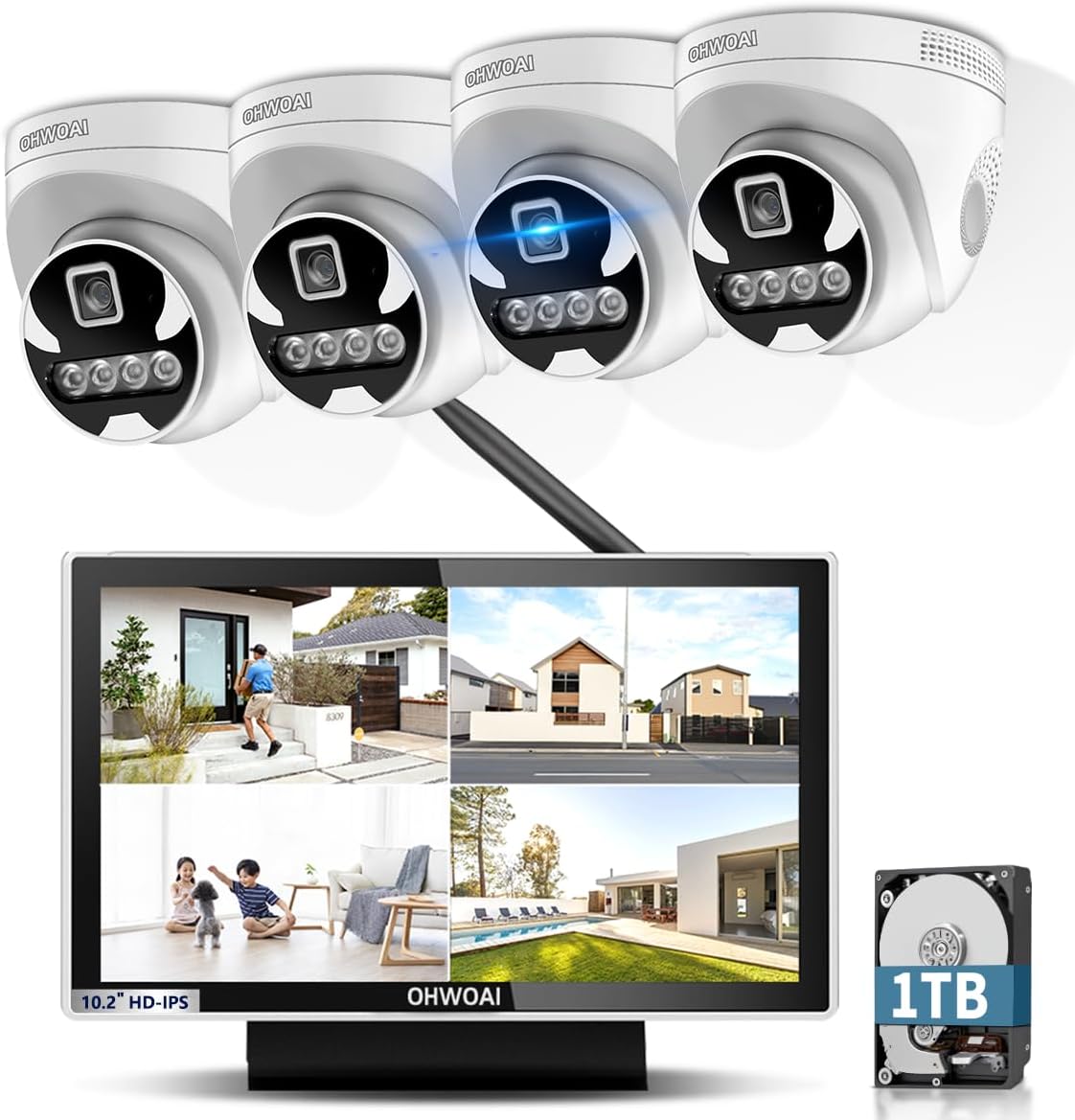 双方向通話】 防犯カメラ ワイヤレス モニター付き 屋外 防犯