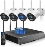 Load image into Gallery viewer, [Double antenna, two-way talk, 𝟏𝟑𝟎° wide angle] Wireless security camera, outdoor security camera set, 4 cameras, wireless surveillance camera set