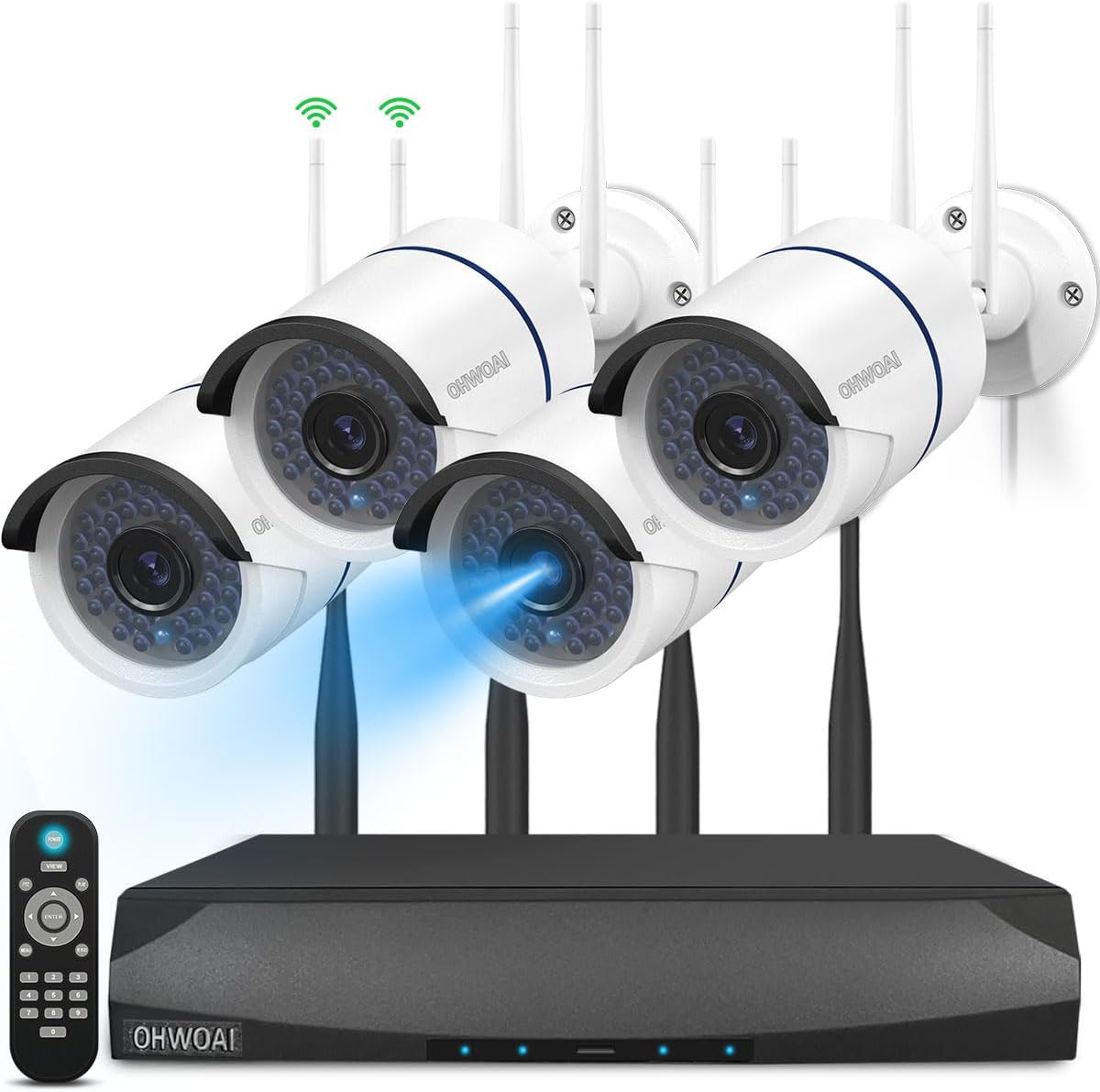 音声録画 wifiダブルアンテナ ワイヤレス防犯カメラセット4台