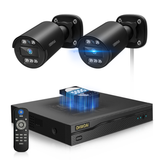 画像をギャラリービューアに読み込む, 【200万画素・122°広角レンズ】防犯カメラ AHD防犯カメラセット 屋外 防犯カメラセット 防犯カメラ 防犯カメラ 屋外 監視カメラ・録画機セット 防犯カメラセット 2台 ブラック 夜間撮影 家庭用カメラ ohwoai セキュリティカメラ