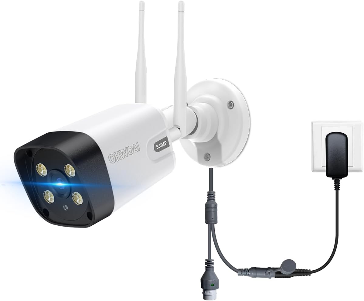 発光威嚇・カラー暗視】OHWOAI ワイヤレス防犯カメラ AI人体検知 500万