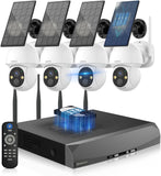 画像をギャラリービューアに読み込む, 【ソーラー給電 &amp; 双方向通話】 OHWOAI 防犯カメラ ワイヤレス 屋外 防犯カメラセット 4台 無線 監視 夜間カラー 家庭用 屋外 wi-fiなし セキュリティカメラ 400万画素 ソーラー ランキング 4台セット 16ch 適格請求書発行可