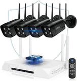 Load image into Gallery viewer, [Double antenna, two-way talk, 256° wide angle] Wireless security camera, outdoor security camera set, double antenna, black, eligible invoice can be issued, surveillance camera, wireless, surveillance camera set, NVR with 4 antennas