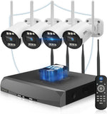 Load image into Gallery viewer, [Double antenna, two-way talk, 𝟏𝟑𝟎° wide angle] Wireless security camera, outdoor security camera set, 4 cameras, wireless surveillance camera set