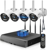 Load image into Gallery viewer, [Double antenna, two-way talk, 𝟏𝟑𝟎° wide angle] Wireless security camera, outdoor security camera set, 4 cameras, wireless surveillance camera set