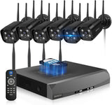 Load image into Gallery viewer, 【ダブルアンテナ・𝟏𝟑𝟎°広角・双方向通話】防犯カメラ ワイヤレス 屋外 防犯カメラセット 6台 監視カメラ 無線 監視カメラセット 10チャンネルまで対応 (黒) 適格請求書発行可