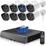 Load image into Gallery viewer, [8MP, two-way talk, 130° ultra-wide angle] POE security camera set, outdoor security camera, POE power supply, surveillance camera, 8-channel security system, wired security camera set