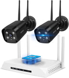 Load image into Gallery viewer, [Double antenna, two-way talk, 256° wide angle] Wireless security camera, outdoor security camera set, double antenna, black, eligible invoice can be issued, surveillance camera, wireless, surveillance camera set, NVR with 4 antennas