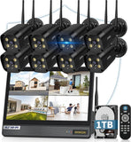 Load image into Gallery viewer, [Double antenna, two-way talk, 256° wide angle] Wireless security camera with monitor, outdoor security camera set, double antenna, black