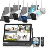 Load image into Gallery viewer, [Two-way communication] Wireless security camera with monitor Outdoor security camera set of 4 Wireless security camera Monitor set Wi-Fi security camera Wireless security camera Surveillance camera