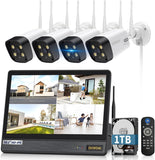 Load image into Gallery viewer, [Double antenna, two-way communication] Wireless security camera, monitor-integrated recorder, outdoor security camera set, 4 cameras, wireless surveillance camera set