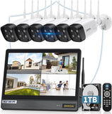Load image into Gallery viewer, [Double antenna, two-way talk, 256° wide angle] Wireless security camera with monitor, outdoor security camera set of 6, wireless security camera, surveillance camera, wireless surveillance camera set