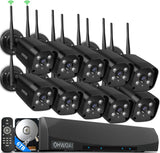 Load image into Gallery viewer, [Double antenna, two-way talk, 𝟏𝟑𝟎° wide angle] Wireless security camera, outdoor security camera set, 10 cameras, wireless surveillance camera set, 6TB HDD