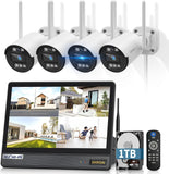 画像をギャラリービューアに読み込む, 【業界唯一ダブルアンテナ搭載】OHWOAI ワイヤレス防犯カメラセット 4台 屋外用 130°超広角 音声録画 双方向通話 人体検知 10台まで増設可 遠隔監視 APP通知 日本語対応 モニター