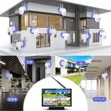 Load image into Gallery viewer, 【双方向通話・2眼式レンズ】防犯カメラ ワイヤレス モニター付き 屋外 ダブルレンズ 防犯カメラセット 4台 ワイヤレス防犯カメラ モニターセット wifi防犯カメラ 無線 防犯カメラ 監視カメラ (400万画素)