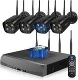 Load image into Gallery viewer, 【カラー暗視撮影＆投光威嚇】OHWOAI ワイヤレス防犯カメラセット 4台 屋外用 130°超広角 音声録画 双方向通話 動体検知 16台まで増設可 遠隔監視 APP通知 日本語対応 適格請求書発行可