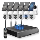 画像をギャラリービューアに読み込む, ソーラー給電 &amp; 双方向通話】 OHWOAI 防犯カメラ ワイヤレス 屋外 防犯カメラセット 6台 無線 監視 夜間カラー 家庭用 屋外 wi-fiなし セキュリティカメラ 400万画素 ソーラー ランキング 6台セット 16ch 適格請求書発行可